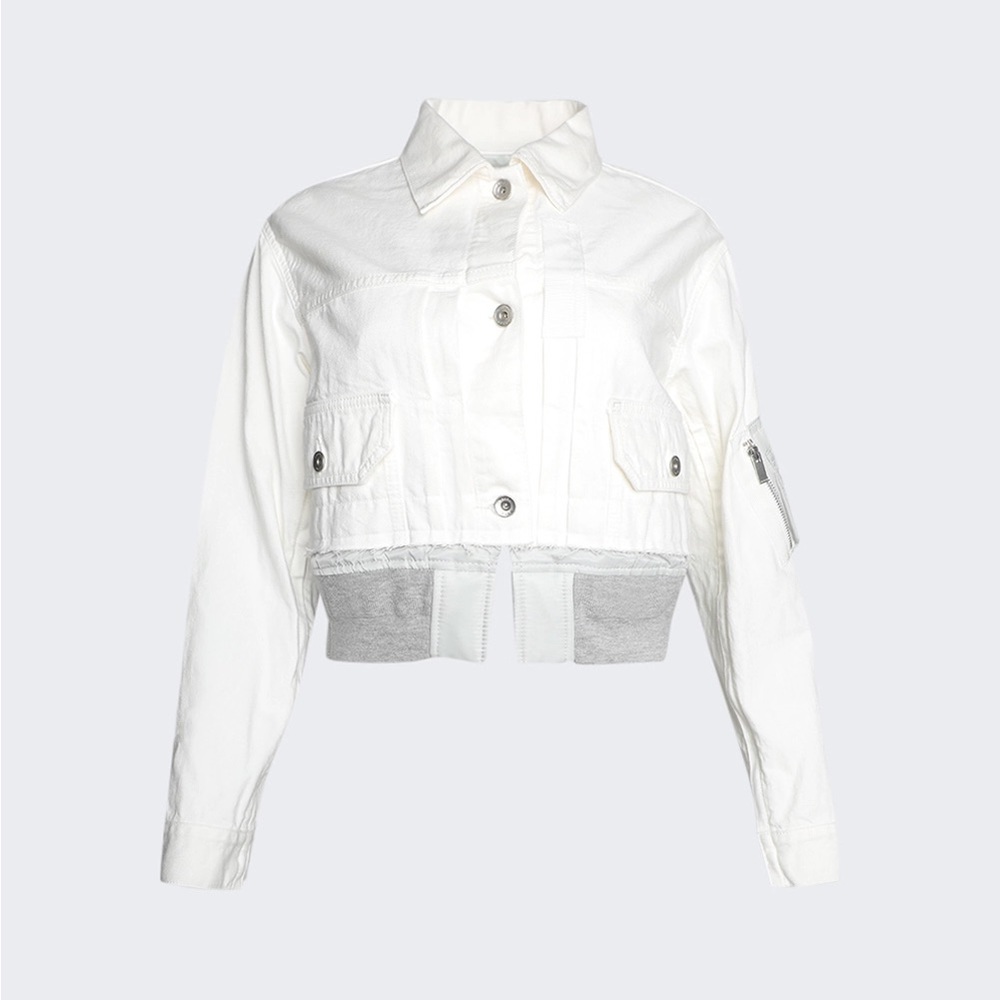 Sacai White Denim Jacket Size 2 Brand New with tags